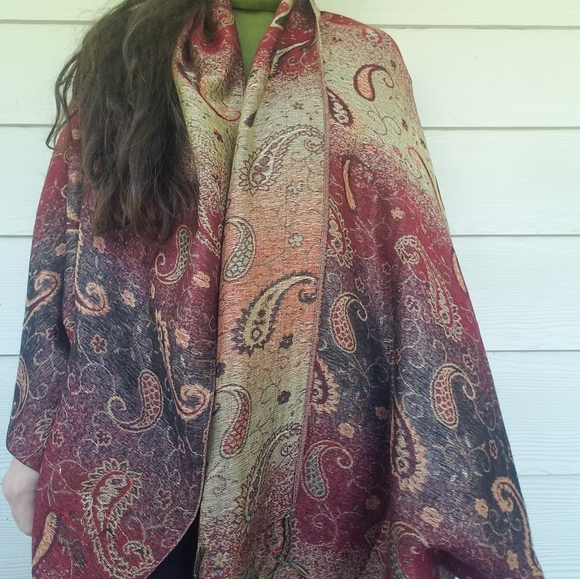 Scaf Wrap Accessory Boho Hippie Gypsy Paisley Print Tassels Super Soft! FALL - Picture 5 of 12